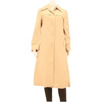 Womens Beige Button Closure Viscose Jacket Coat S Plain Long Sleeve Classic Fit
