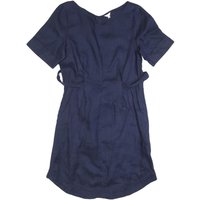 JIGSAW Womens Navy Linen Day Dress Short Sleeve Belted Casual Summer Style