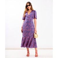 Pink Animal Wrap Midi Dress