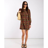 Red Floral Long Sleeve Mini Dress