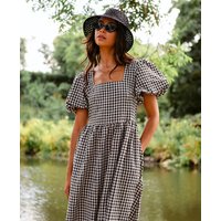 Black Gingham Midi Dress