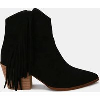 Beast Fashion Suede Fringe Point Toe Ankle Boots