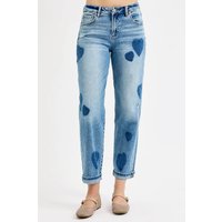 RISEN Full Size Mid Rise Fit-boyfriend Heart Shade Jeans Plus Size