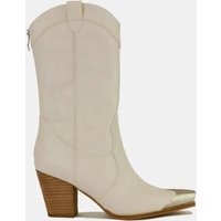 Beast Fashion Metal-Toe Block Heel Ankle Boots