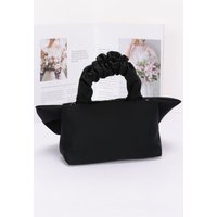 Nylon Top Handle Bag With Bow Front Clutch
