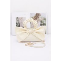Nylon Top Handle Bag With Bow Front Clutch