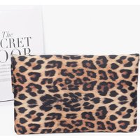 Nylon Leopard Metal Studded Clutch Bag