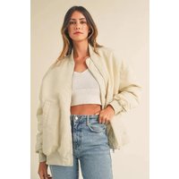 MABLE Back Ruched Utiltiy Bomber Jacket