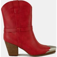 Beast Fashion Faux Leather Metal Toe Ankle Boots