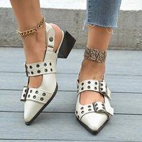 Point Toe Block Heels Slingback Pumps