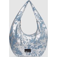 Kl Jeans - Large High-shine Denim Hobo Bag, Woman, Silver, Size: One Size