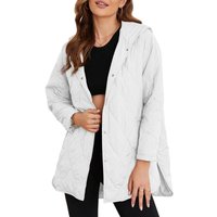 Jacket for Women Casual Fall Hooded Puffer Long Sleeve Button Oversized Lightweight Basic Winter Black Outerwear Comfort Coat Tops Womenswear Outfits
