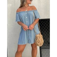 Chicbeautyy Short Sleeve Casual Denim Dress Buy Free Shipping