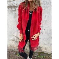 Women's Long Sleeve Casual Tassel Shawl Coat