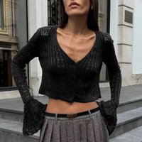Cardigan Elara V-Neck Hollow Knit