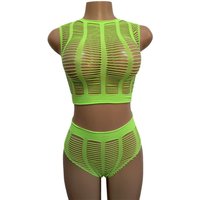 Sexy Lingerie Fishnet Bodysuit Tube Top Bikini One-Piece Mesh Bodycon Dress