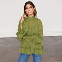 Women's Olive Elinor Blouse in Khaki, Size by Never Fully Dressed