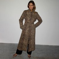 Women's Lucia Leopard Denim Coat in Brown, Size , CottonElastane by Never Fully Dressed