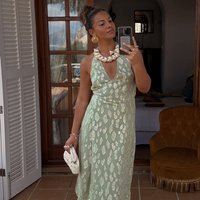 Women's Sage Freya Jacquard Maxi Dress Petite in Green, Size , Viscose by Never Fully Dressed