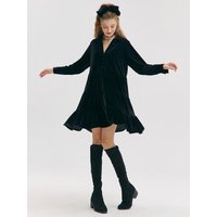 Tiered Velvet Dress Black