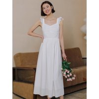 Lovely White Lace Sleeveless Dress