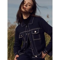 Denim Knit Collar Jacket Denim Navy