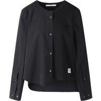Half and Half Woven Knitted Blouse _ Black