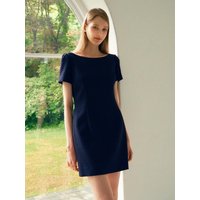 Serena Half Sleeve Boat Neck Tweed Mini Dress