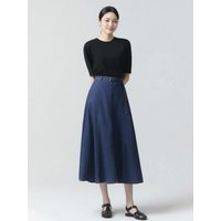 It MICHAA Stitch Flared Denim Skirt ITOYDS BL