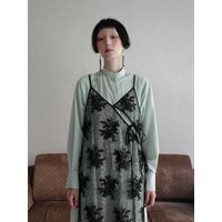 Sequin Lace Apron Dress for Layering BLACK