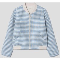 Houndstooth Tweed Bomber Jacket Sky BlueWET