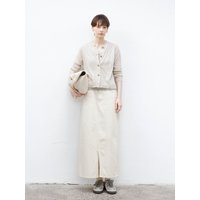 TG_Front slit white denim skirt