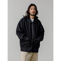 Triple pocket denim tracker jacket black
