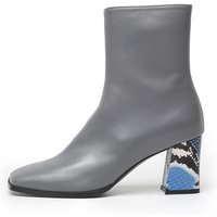 Square Last Premium Leather Ankle Boots [Gray] UFABAGY
