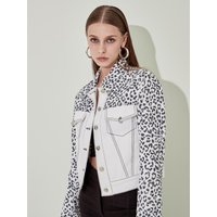 Block Cropped Denim Jacket [Navy Leopard]