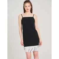 Satin Tunic Sleeveless Square Neck Dress [Black]