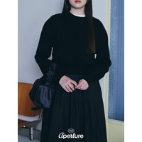 s Round Neck Wool Crop Top [Black] TAA