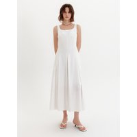 Pleated Sleeveless Straight Fit Dress [Ivory]