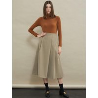 Pintuck Asymmetric A-line Long Skirt [Beige]