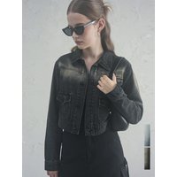 Pocket Brush Cropped Denim Jacket