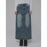 Denim Long Maxi Skirt [Indigo]