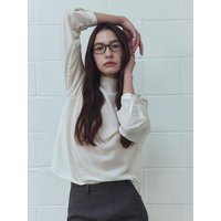 High-neck See-through Zip-up Blouse [Ivory]