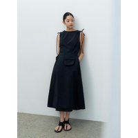 Two-way Belted Pocket Sleeveless Dress [Black] MBESOPBK