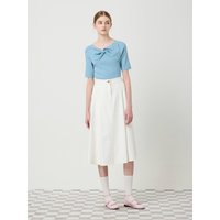 Pintuck Flare Denim Skirt CPSD [WH]