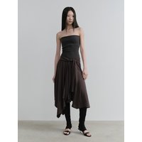 RIBBED JERSEY DRESS [BROWN]