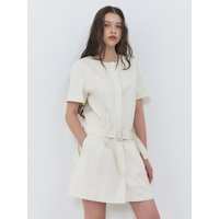 Round Belt Mini Dress [Ivory]