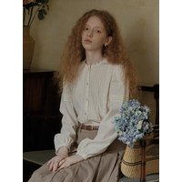 PM Court ruffle collar blouse [IVORY]