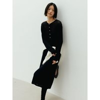 Linen Button Long Dress [Navy]