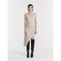 Cut Away Shirt Dress [Beige]