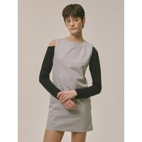 Basic Mini Dress [Grey White]